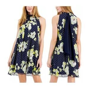 Signature by Robbie Bee Mock-Neck Chiffon A-Line Dress
